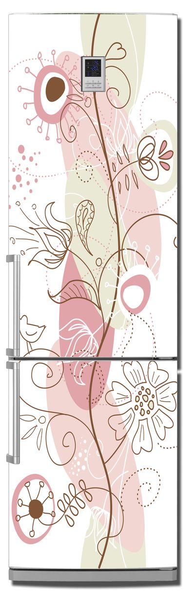 Виниловая наклейка на холодильник - Floral-1