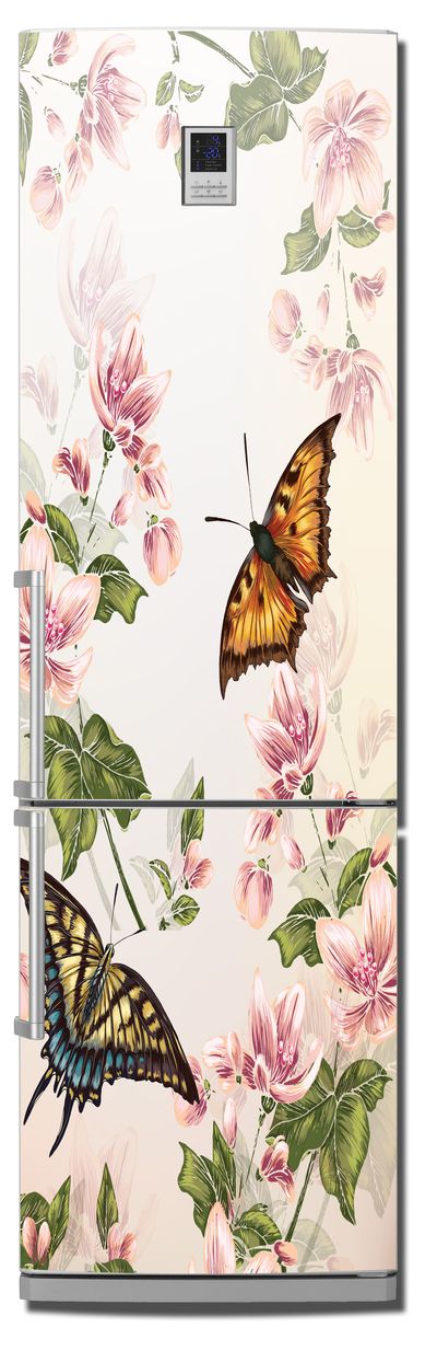 Виниловая наклейка на холодильник -  Floral-2