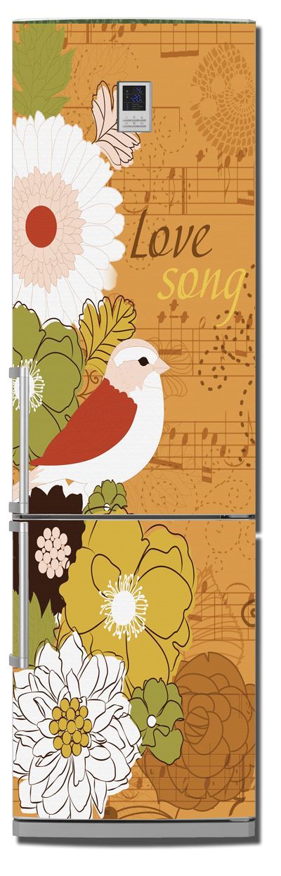 Виниловая наклейка на холодильник - Love song