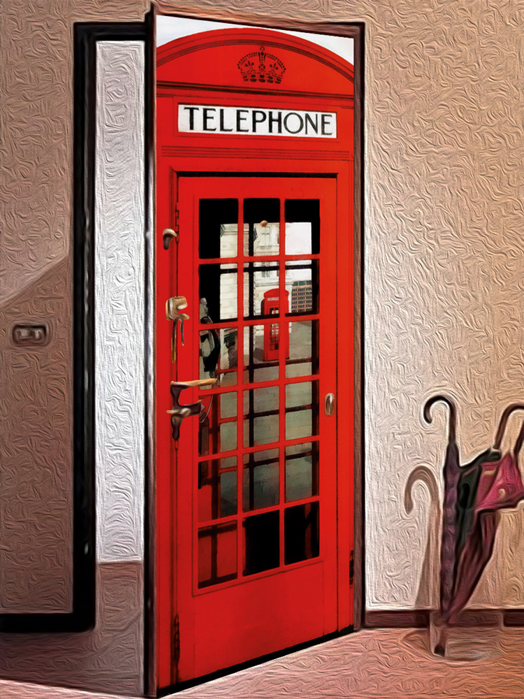 Наклейка на дверь - Телефонная будка | магазин Интерьерные наклейки