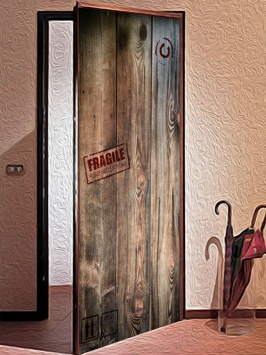 Наклейка на дверь - Посылка для Робинзона | магазин Интерьерные наклейки