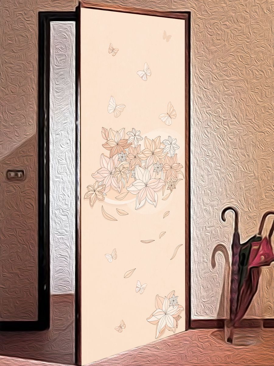 Наклейка на дверь - Floral-1 | магазин Интерьерные наклейки