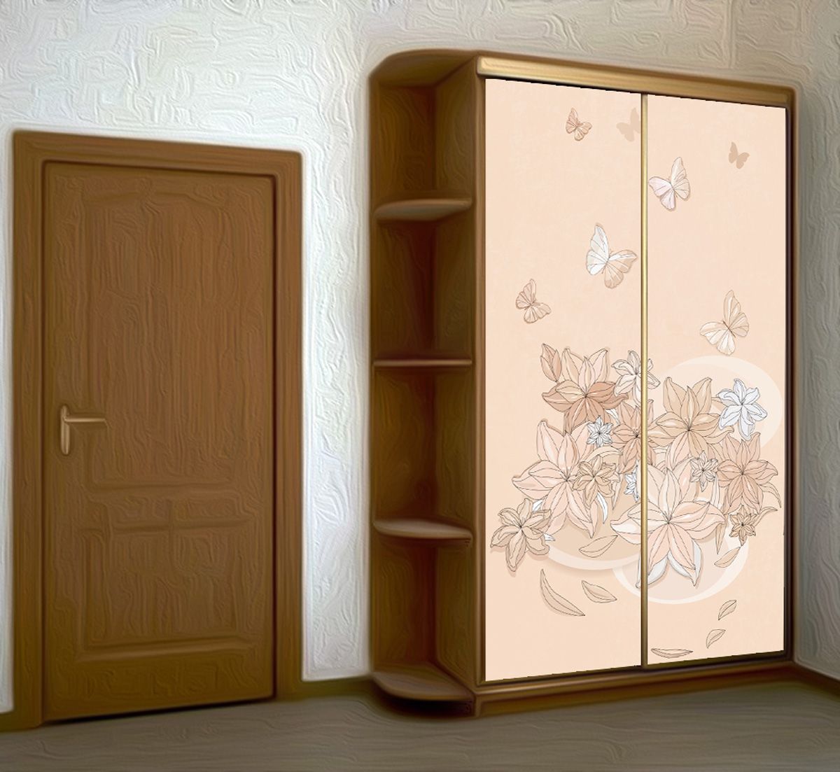 Наклейка на шкаф - Floral-1