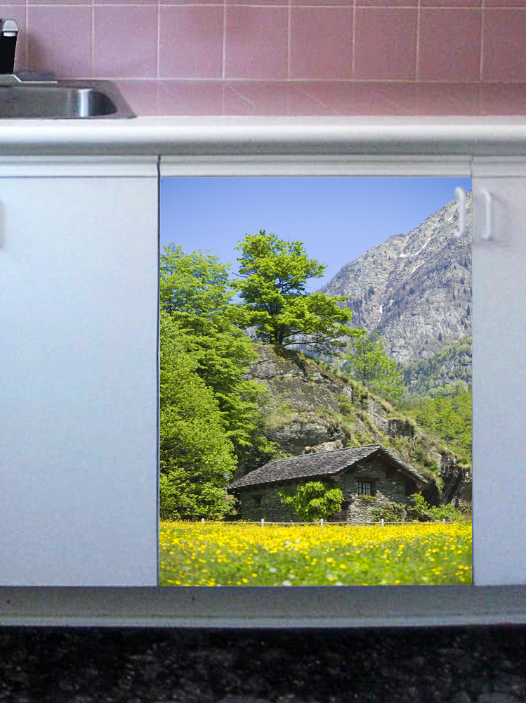 Наклейка на посудомоечную машину  - Дом в горах