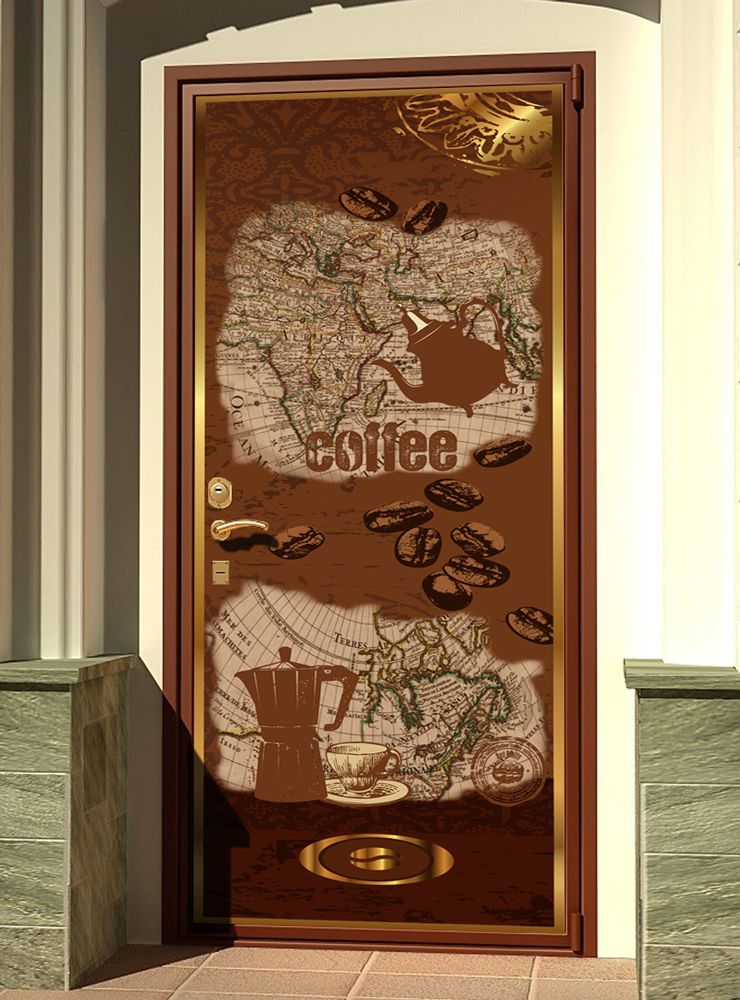 Наклейка на дверь - Все пьют кофе | магазин Интерьерные наклейки