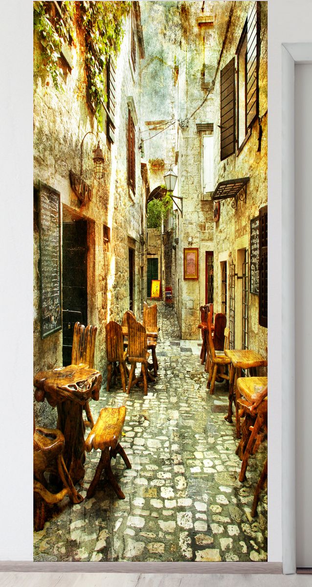 Фотообои на стену -  старые улочки Греции 1 магазин Интерьерные наклейки