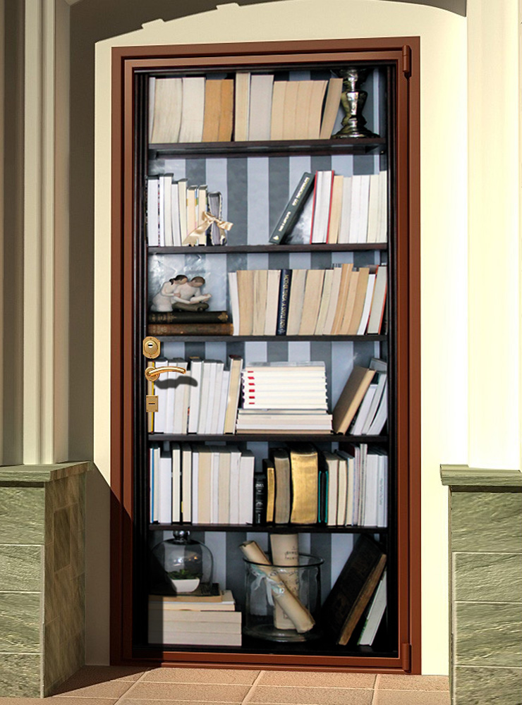 Виниловая наклейка на дверь - Книжный шкаф